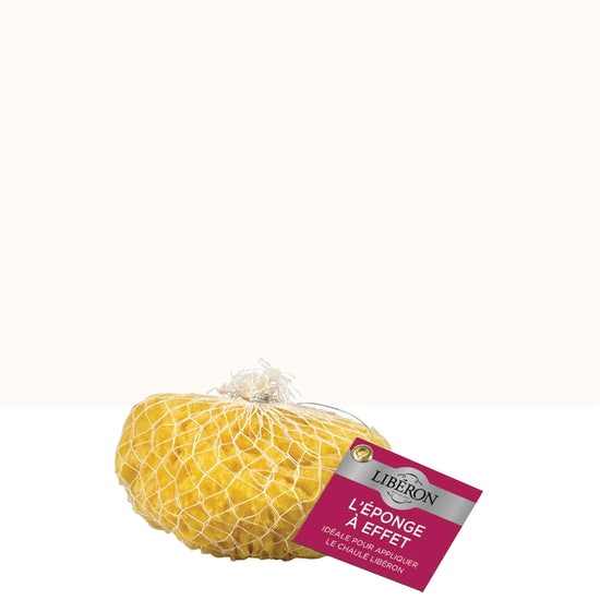 Éponge à effet Libéron, présentée en filet avec étiquette produit.