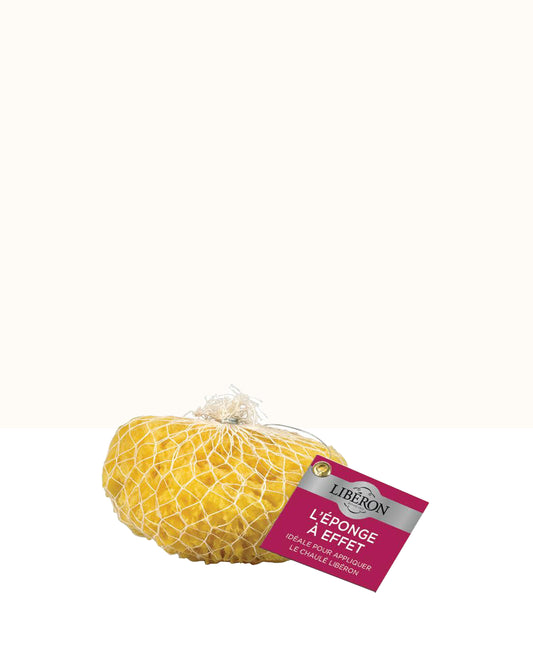 Éponge à effet Libéron, présentée en filet avec étiquette produit.