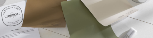 Échantillons de teintes vertes, blanches et naturelles Libéron