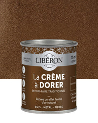 Pot de crème à dorer Libéron, teinte Rambouillet, effet feuille d’or naturel, format 75 ml.
