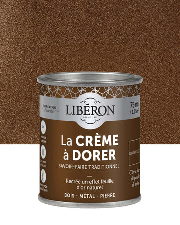 Pot de crème à dorer Libéron, teinte Rambouillet, effet feuille d’or naturel, format 75 ml.