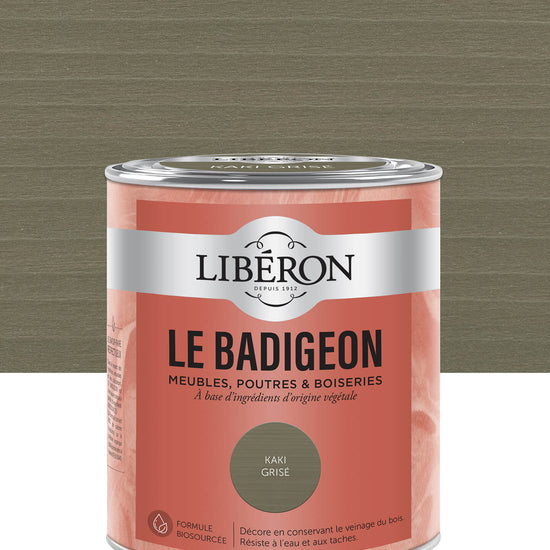 Pot de lasure intérieure Libéron Le Badigeon, teinte Kaki Grisé
