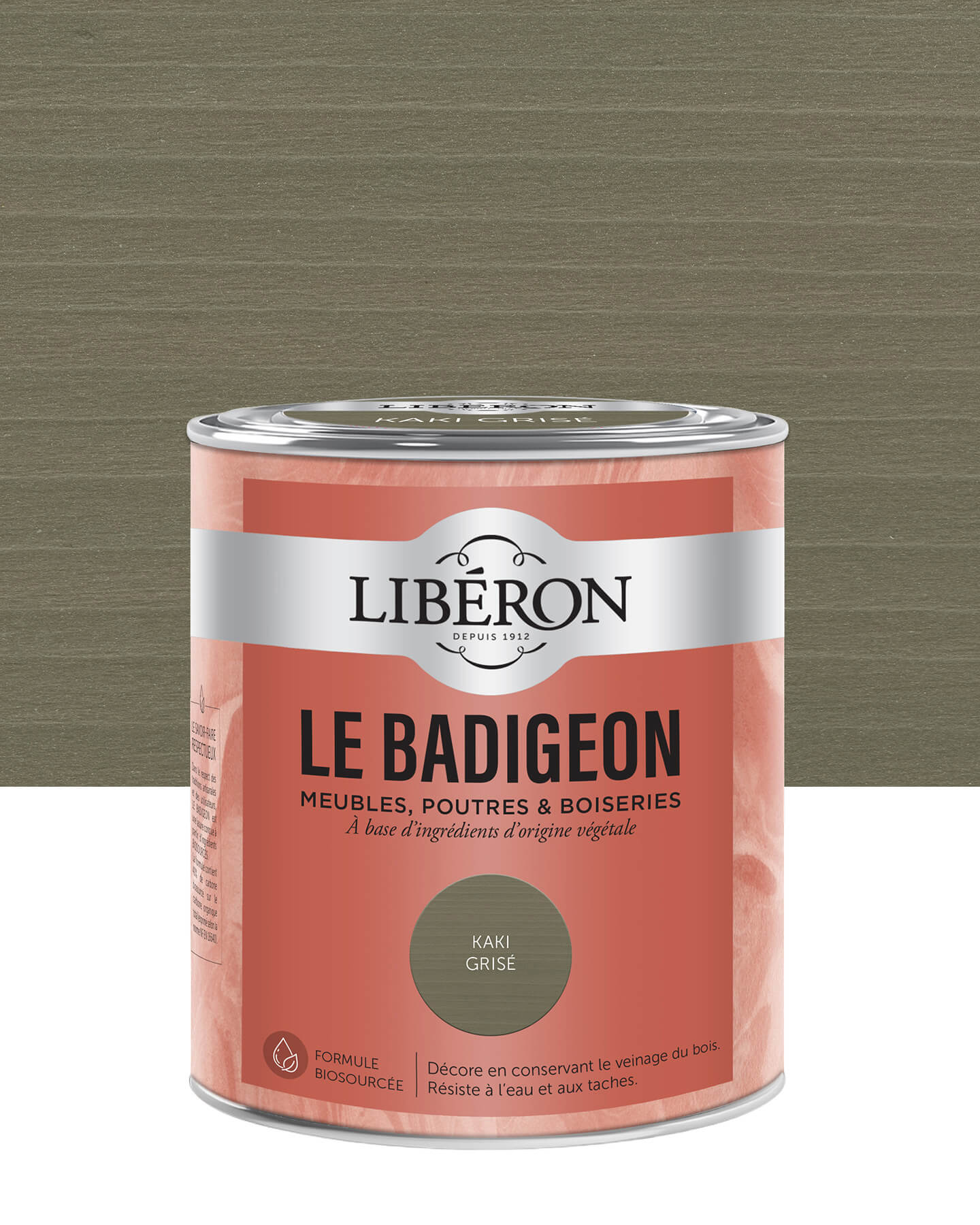 Pot de lasure intérieure Libéron Le Badigeon, teinte Kaki Grisé