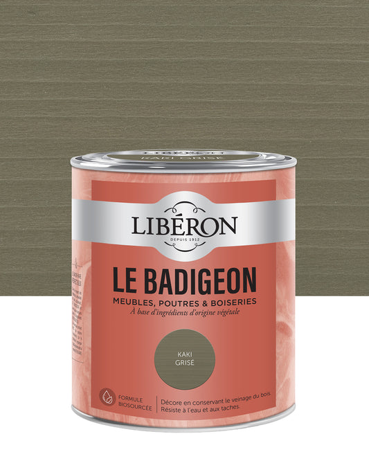 Pot de lasure intérieure Libéron Le Badigeon, teinte Kaki Grisé