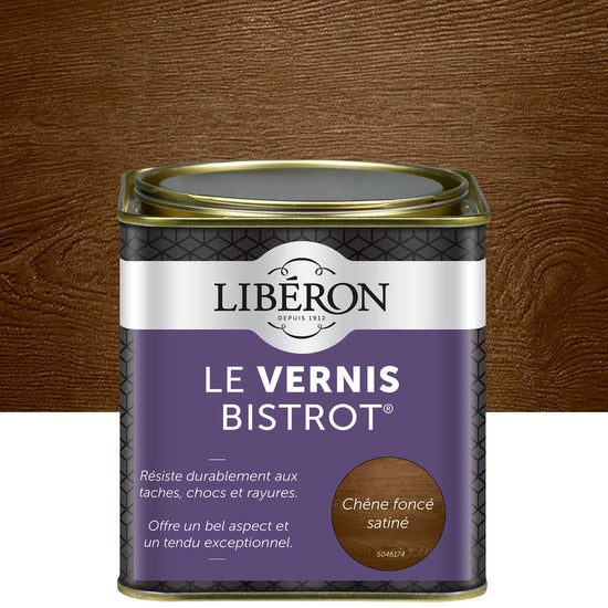 Pot de vernis Libéron Le Vernis Bistrot, teinte Chêne Foncé Satiné