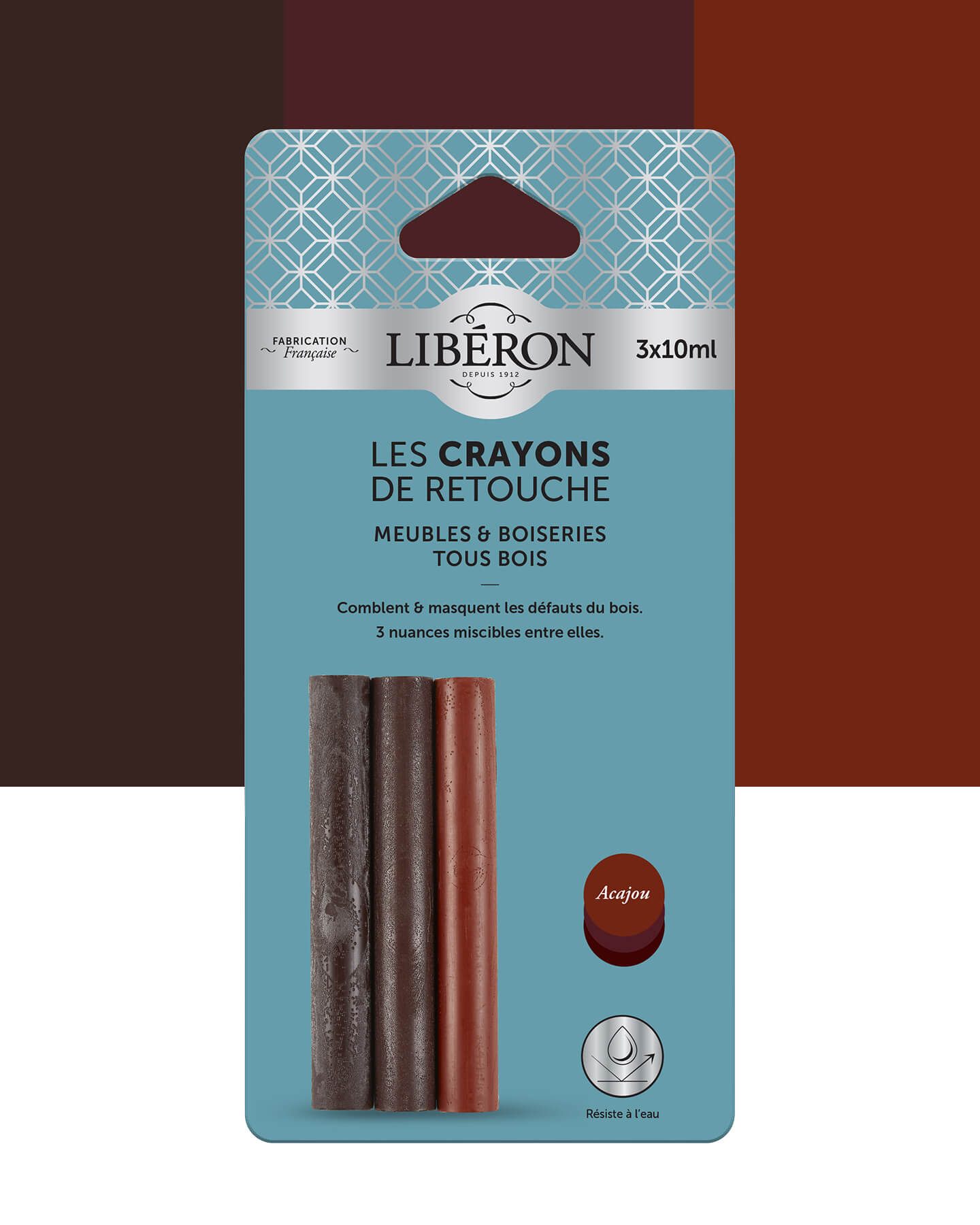 Pack de 3 crayons Libéron Les Crayons de Retouche, teinte Acajou