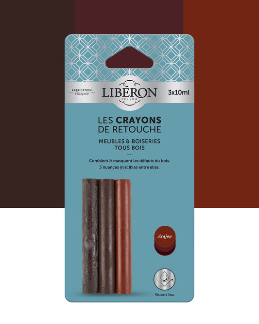 Pack de 3 crayons Libéron Les Crayons de Retouche, teinte Acajou