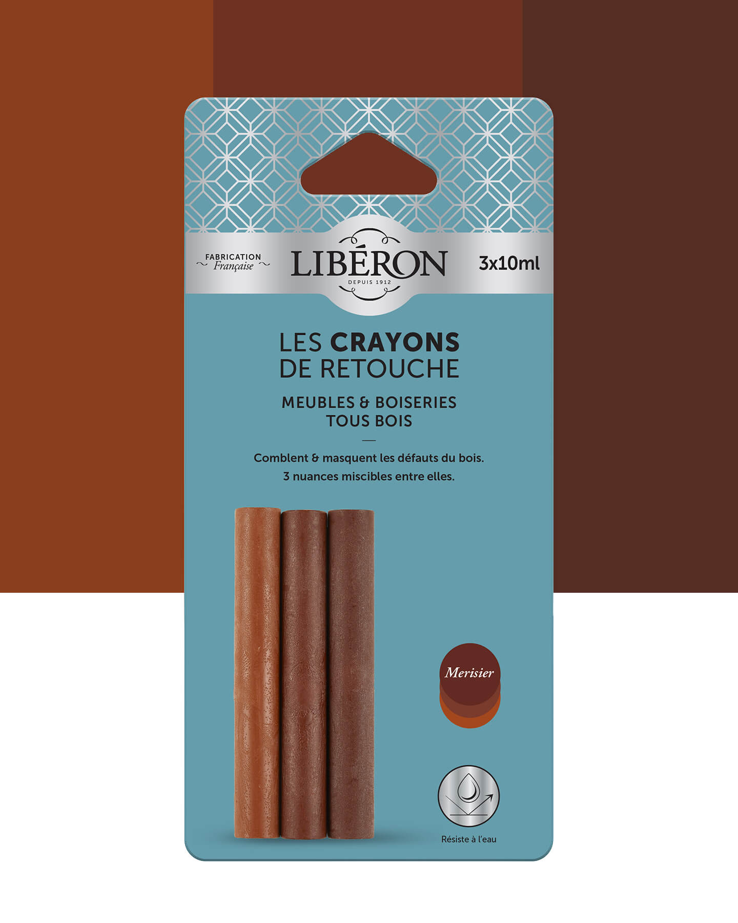 Pack de 3 crayons Libéron Les Crayons de Retouche, teinte Merisier