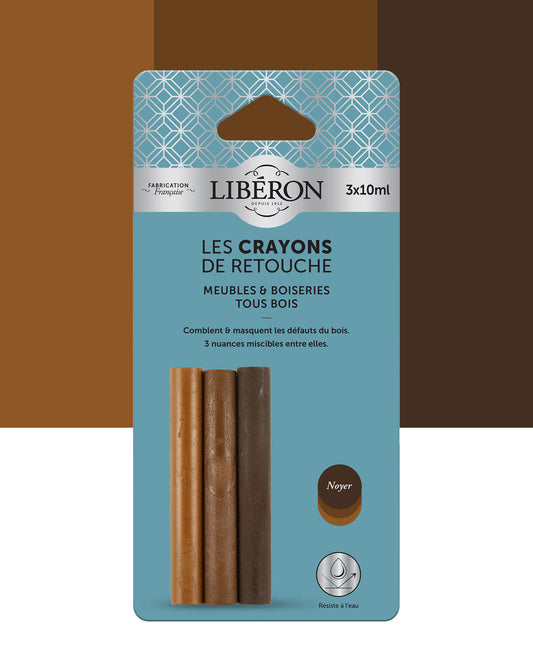 Pack de 3 crayons Libéron Les Crayons de Retouche, teinte Noyer