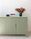 Commode peinte à la peinture Meuble Signé teinte Jade Grisé aspect Velours Libéron