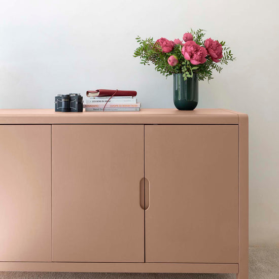Commode peinte à la peinture Meuble Signé teinte Marbre Rose aspect Velours Libéron