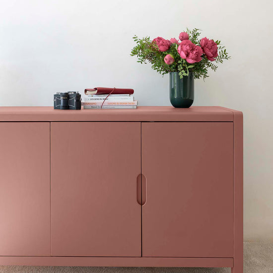 Commode peinte à la peinture Meuble Signé teinte Ocre Terracotta aspect Velours Libéron