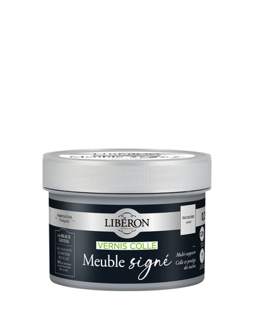 Pot de vernis colle Libéron Meuble signé, incolore, format 0,25 L.