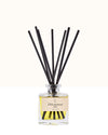 Diffuseur de parfum d’intérieur Libéron, flacon en verre avec tiges noires, senteur Délicatement cirée.