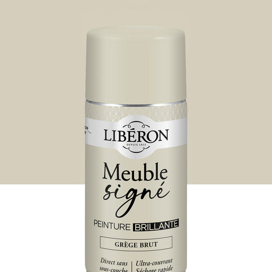 Pot de peinture meuble aérosol Libéron Meuble Signé, teinte Grège Brut aspect Brillant