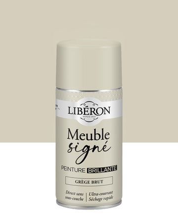 Pot de peinture meuble aérosol Libéron Meuble Signé, teinte Grège Brut aspect Brillant