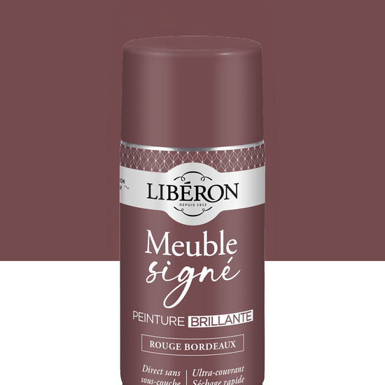 Pot de peinture meuble aérosol Libéron Meuble Signé, teinte Rouge Bordeaux aspect Brillant