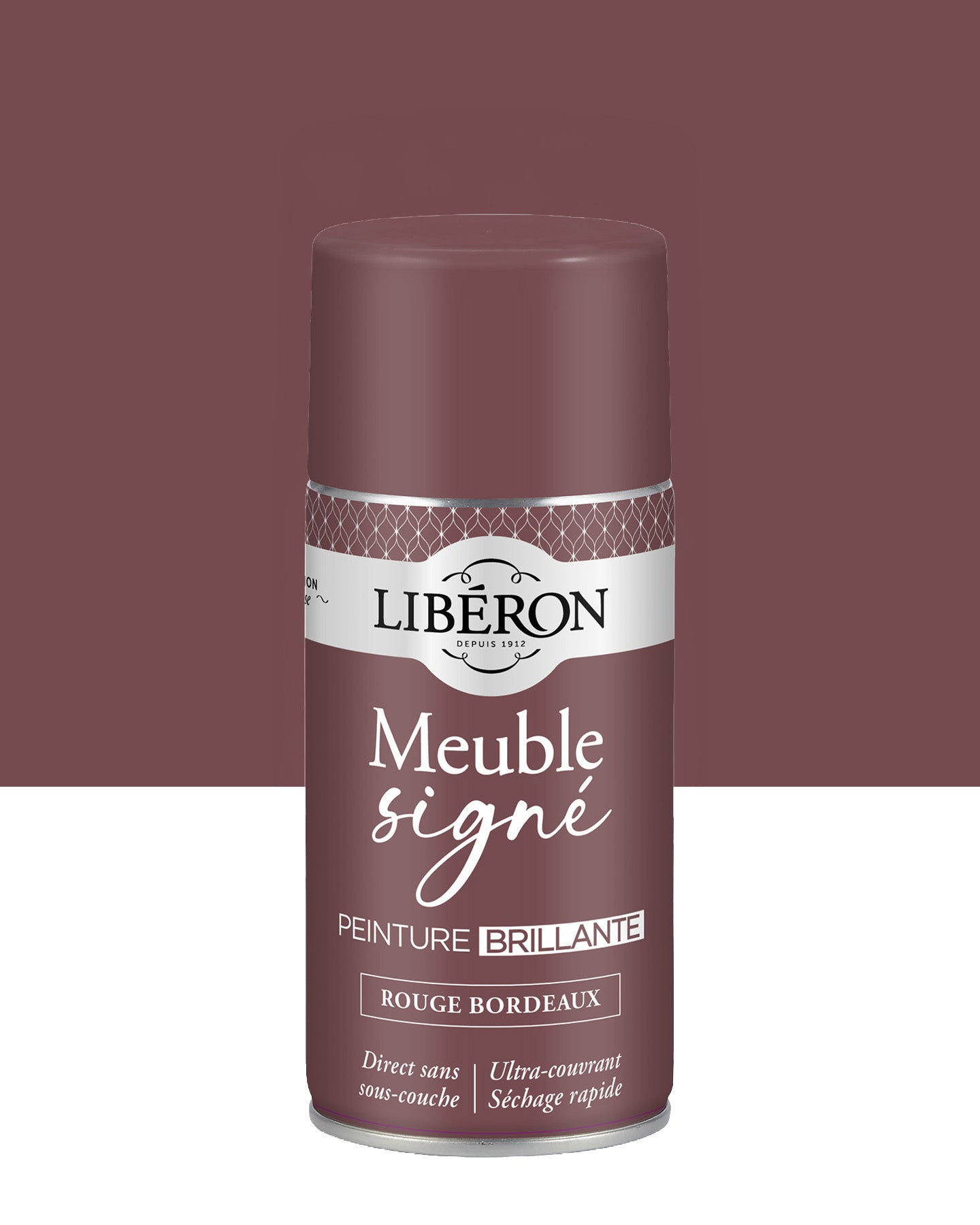 Pot de peinture meuble aérosol Libéron Meuble Signé, teinte Rouge Bordeaux aspect Brillant
