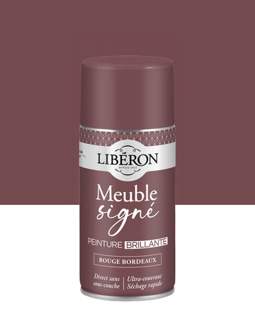 Pot de peinture meuble aérosol Libéron Meuble Signé, teinte Rouge Bordeaux aspect Brillant