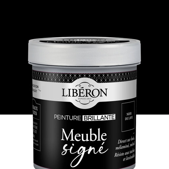Pot de peinture meuble Libéron Meuble Signé, teinte Noir de Lave aspect Brillant