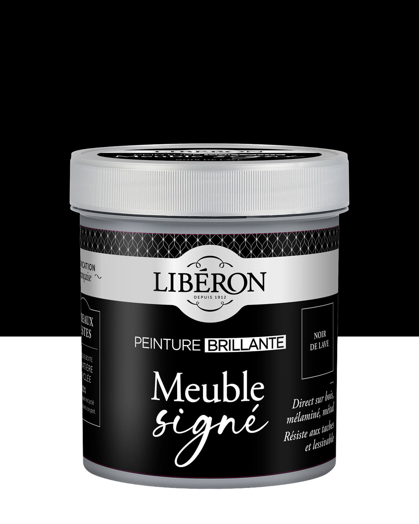 Pot de peinture meuble Libéron Meuble Signé, teinte Noir de Lave aspect Brillant