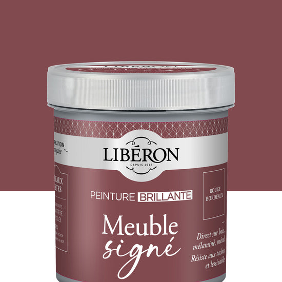 Pot de peinture meuble Libéron Meuble Signé, teinte Rouge Bordeaux aspect Brillant