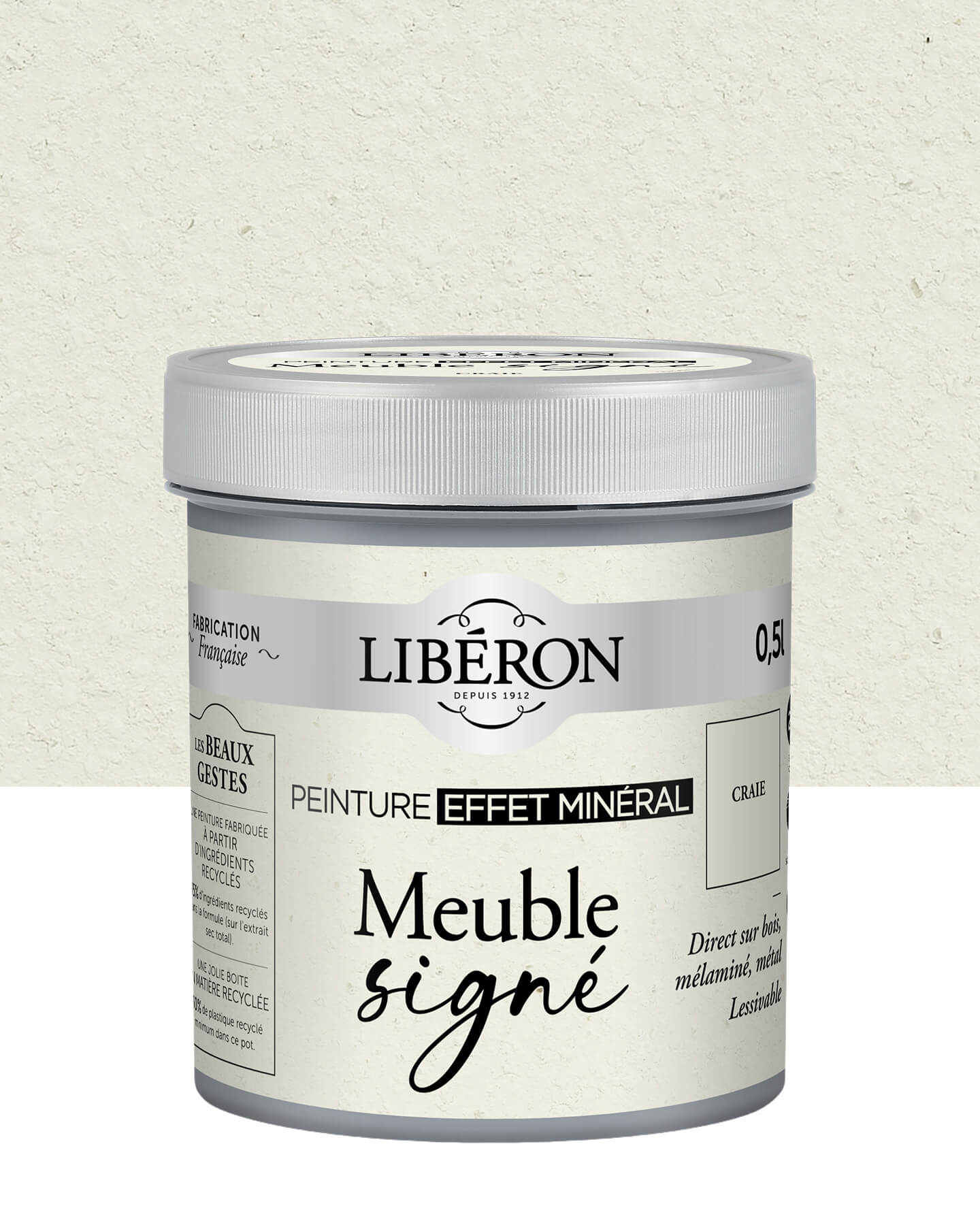 Pot de peinture à effet meuble Libéron Meuble Signé, Effet Minéral teinte Craie