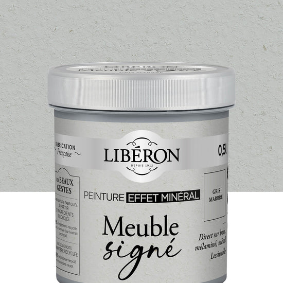 Pot de peinture à effet meuble Libéron Meuble Signé, Effet Minéral teinte Gris Marbre