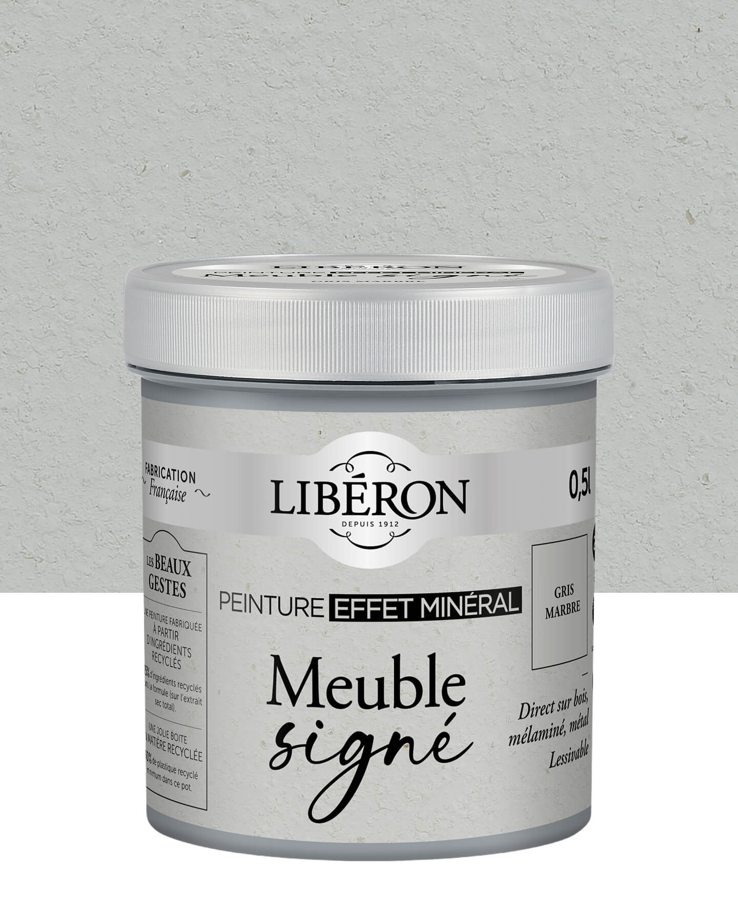 Pot de peinture à effet meuble Libéron Meuble Signé, Effet Minéral teinte Gris Marbre