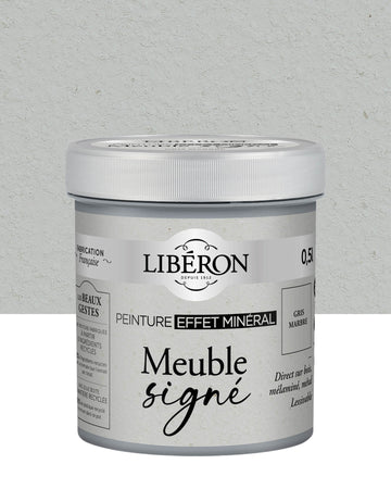 Pot de peinture à effet meuble Libéron Meuble Signé, Effet Minéral teinte Gris Marbre
