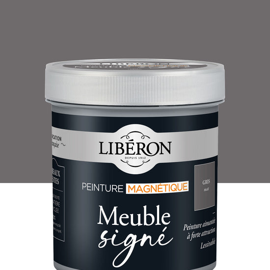 Pot de peinture magnétique Libéron Meuble signé, gris mat, format 0,5 L.