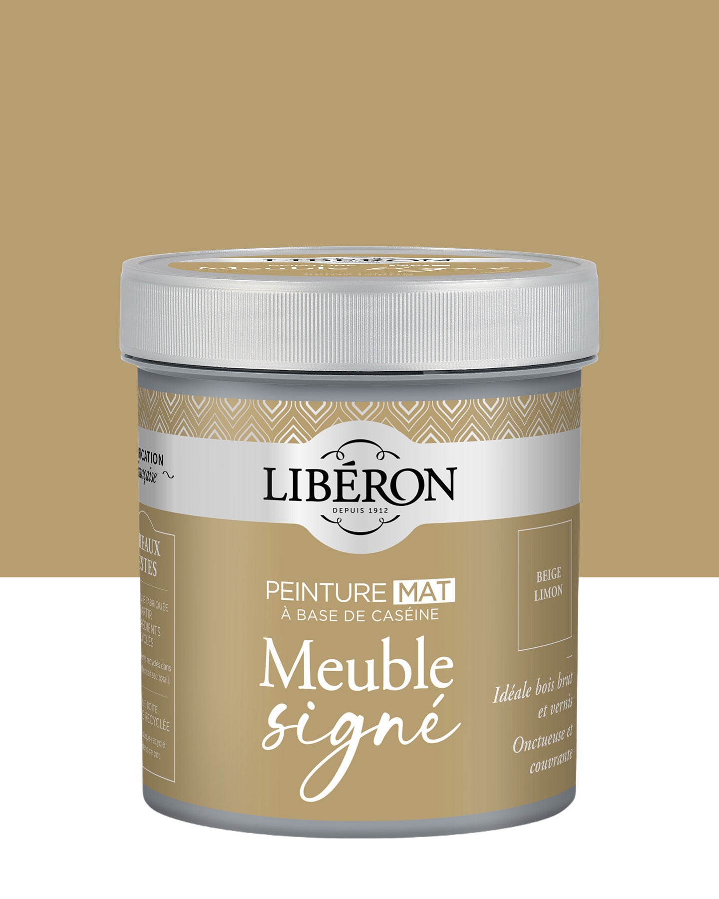 Pot de peinture meubles Libéron Meuble Signé, teinte Beige Limon, aspect mat profond
