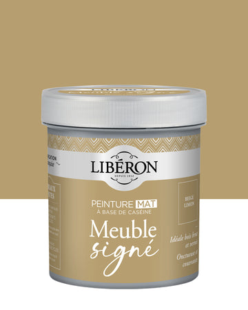 Pot de peinture meubles Libéron Meuble Signé, teinte Beige Limon, aspect mat profond