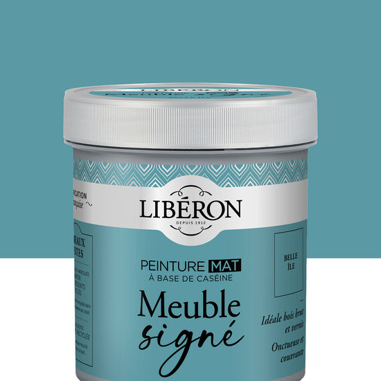 Pot de peinture meubles Libéron Meuble Signé, teinte Belle Île, aspect mat profond