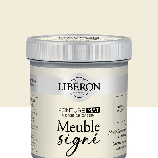 Pot de peinture meubles Libéron Meuble Signé, teinte Blanc Plume, aspect mat profond