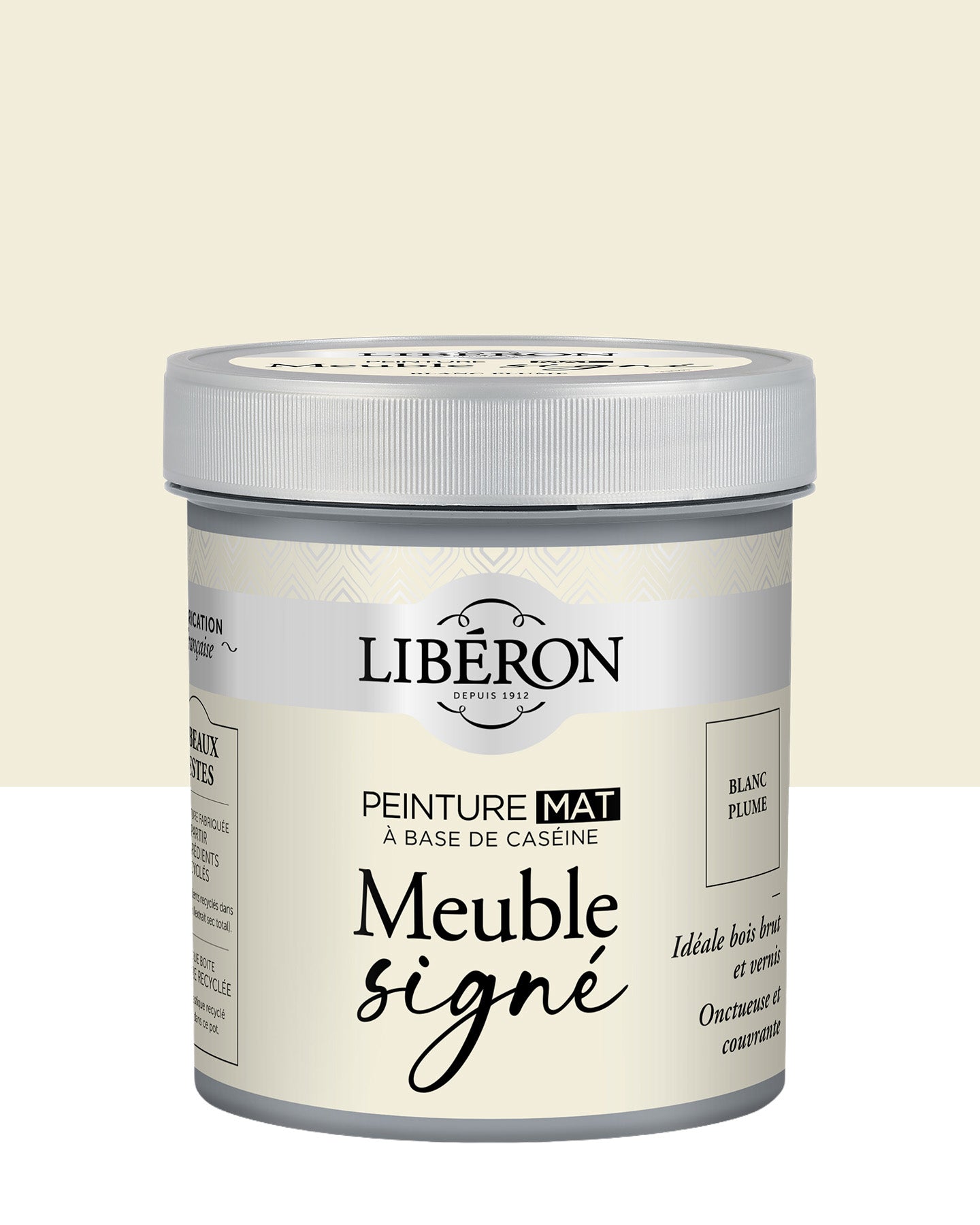 Pot de peinture meubles Libéron Meuble Signé, teinte Blanc Plume, aspect mat profond