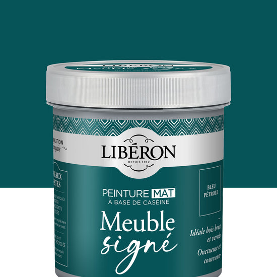 Pot de peinture meubles Libéron Meuble Signé, teinte Bleu Pétrole, aspect mat profond