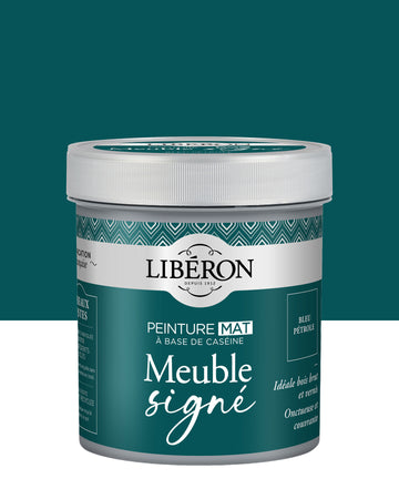 Pot de peinture meubles Libéron Meuble Signé, teinte Bleu Pétrole, aspect mat profond