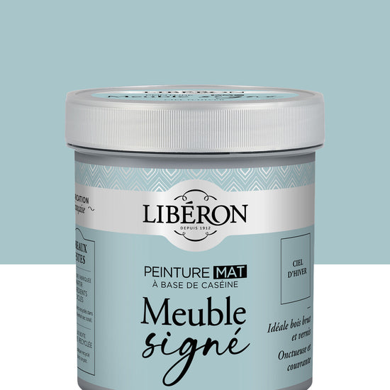 Pot de peinture meubles Libéron Meuble Signé, teinte Ciel d'Hiver, aspect mat profond