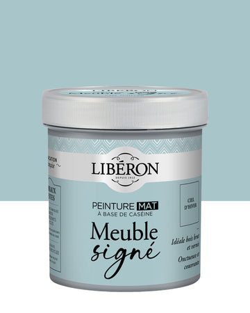 Pot de peinture meubles Libéron Meuble Signé, teinte Ciel d'Hiver, aspect mat profond