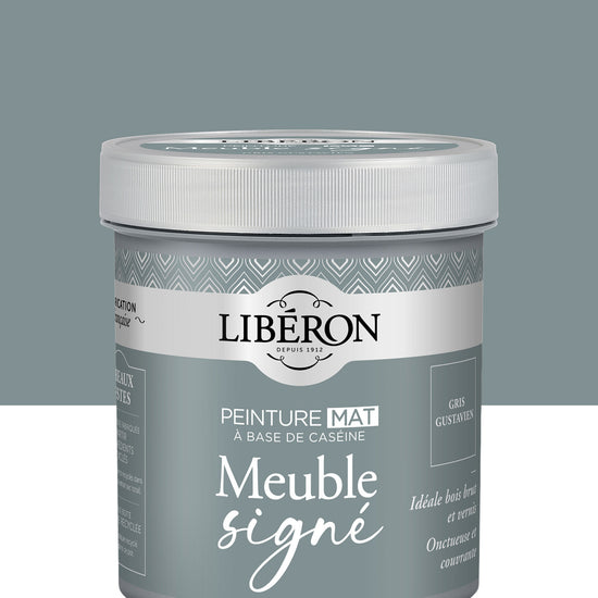Pot de peinture meubles Libéron Meuble Signé, teinte Gris Gustavien, aspect mat profond