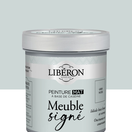 Pot de peinture meubles Libéron Meuble Signé, teinte Gris Nuée, aspect mat profond