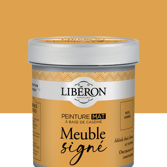 Pot de peinture meubles Libéron Meuble Signé, teinte Miel Ambré, aspect mat profond