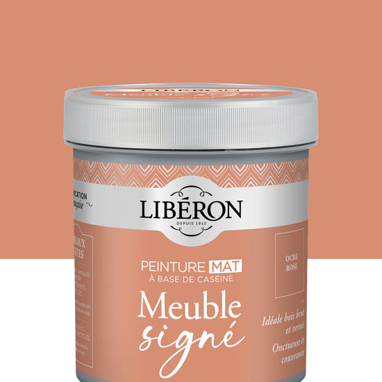 Pot de peinture meubles Libéron Meuble Signé, teinte Ocre Rose, aspect mat profond