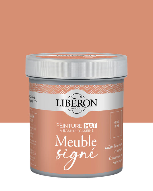 Pot de peinture meubles Libéron Meuble Signé, teinte Ocre Rose, aspect mat profond