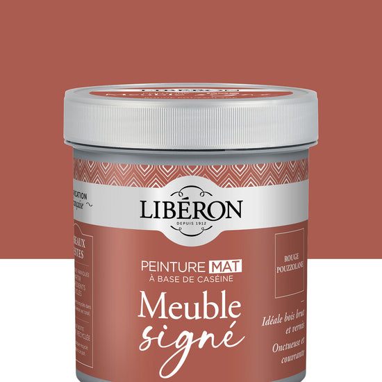 Pot de peinture meubles Libéron Meuble Signé, teinte Rouge Pouzzolane, aspect mat profond
