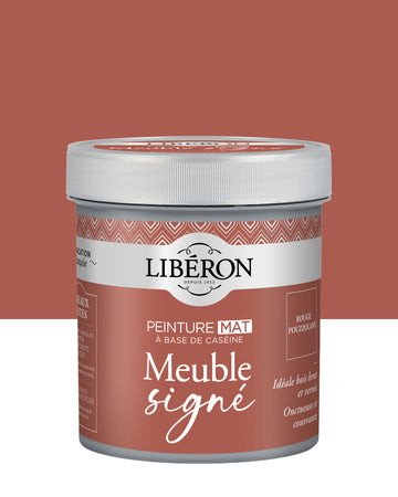 Pot de peinture meubles Libéron Meuble Signé, teinte Rouge Pouzzolane, aspect mat profond