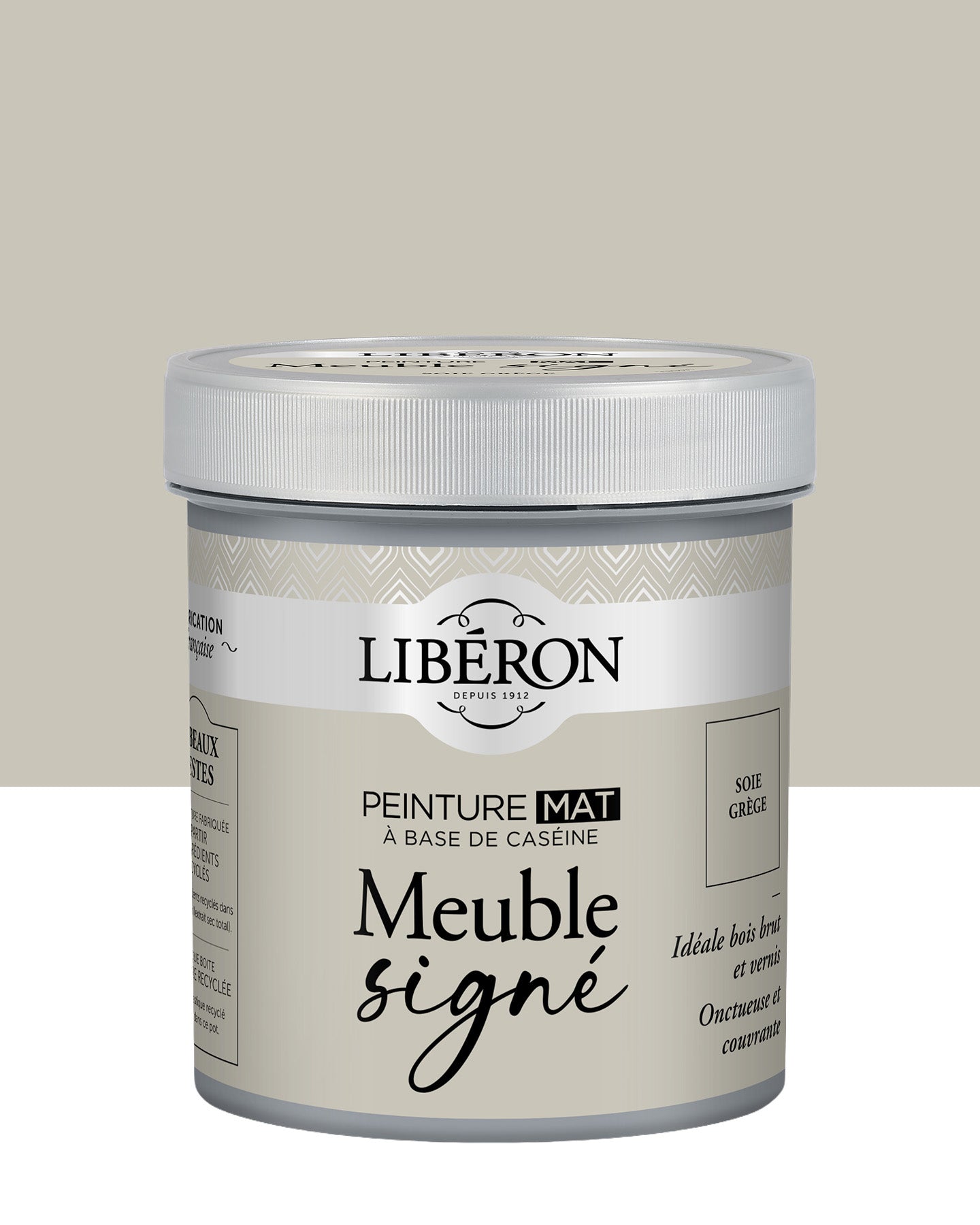 Pot de peinture meubles Libéron Meuble Signé, teinte Soie Grège, aspect mat profond