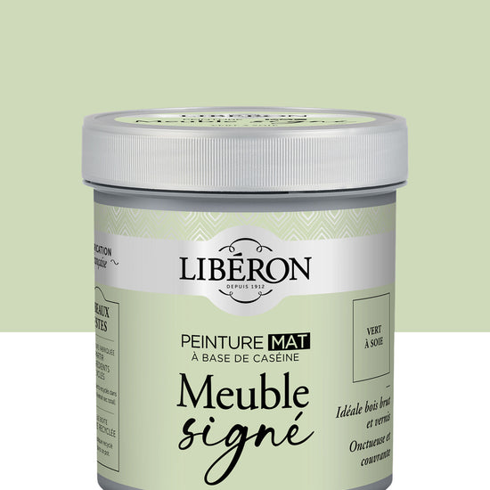 Pot de peinture meubles Libéron Meuble Signé, teinte Vert à Soie, aspect mat profond