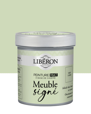 Pot de peinture meubles Libéron Meuble Signé, teinte Vert à Soie, aspect mat profond
